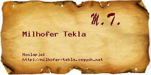 Milhofer Tekla névjegykártya